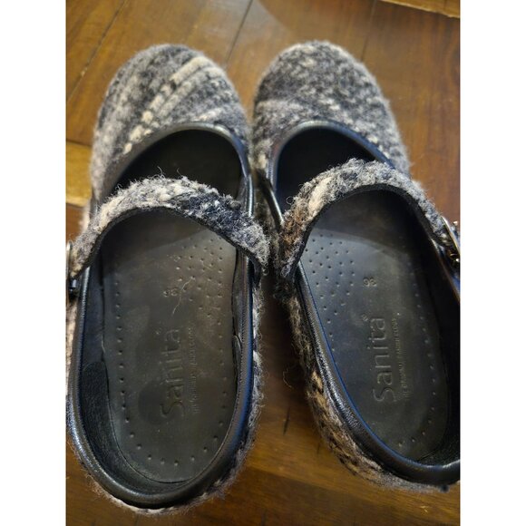 Sanita Womens Wool & Leather Mary Jane Clogs Size 36 Black/Gray - Picture 3 of 5